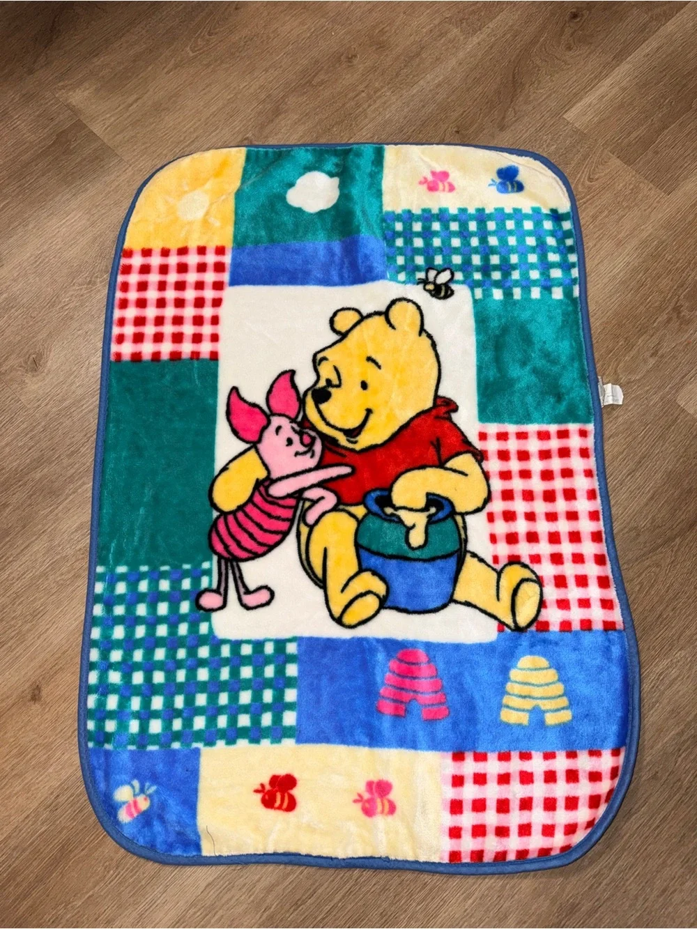 vintage 1990s Disney Winnie the Pooh and Piglet plush baby blanket